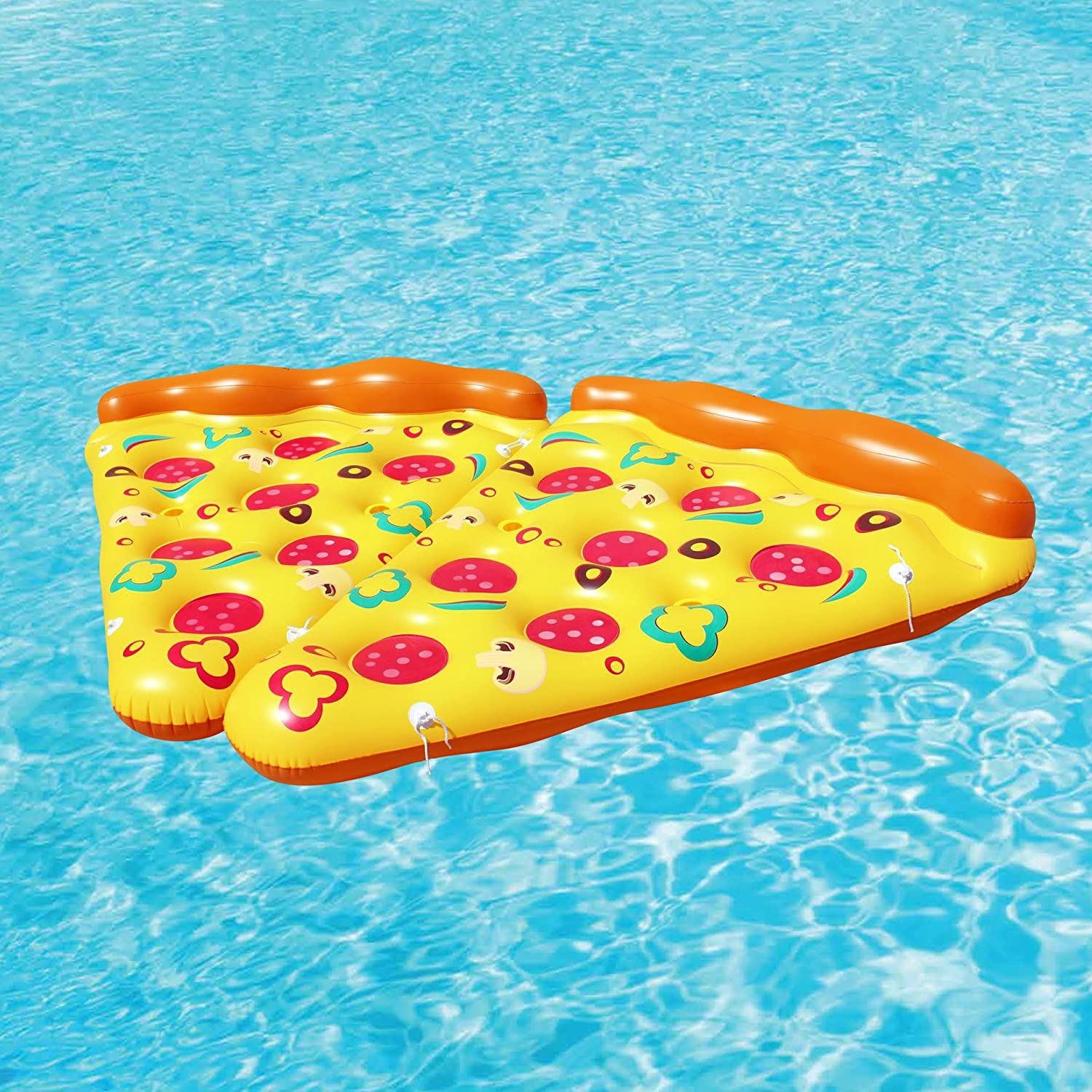 Giant inflatable pizza slice pool buoy fun pool buoy swimming party toys summer pool raft extra large with cup holder