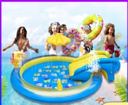 Inflatable slide fountain outdoor lawn play mat children's water toy summer water toys outdoor party for children family portabl
