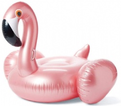 Inflatable floating row PVC Rose Gold Flamingo Inflatable Floating Bed Lounge Pool Lounge Chair Toy Adult and Children