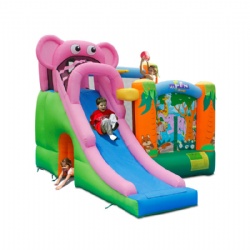 Hot sale Elephant jumped bed Jumping Bouncer Castle with Air Blower Inflatable Bounce House with Slide for children to piay